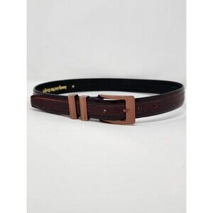 Vintage Sandy Duftler Womens Leather Belt Size M Brown Rose Gold Grossi Buckle